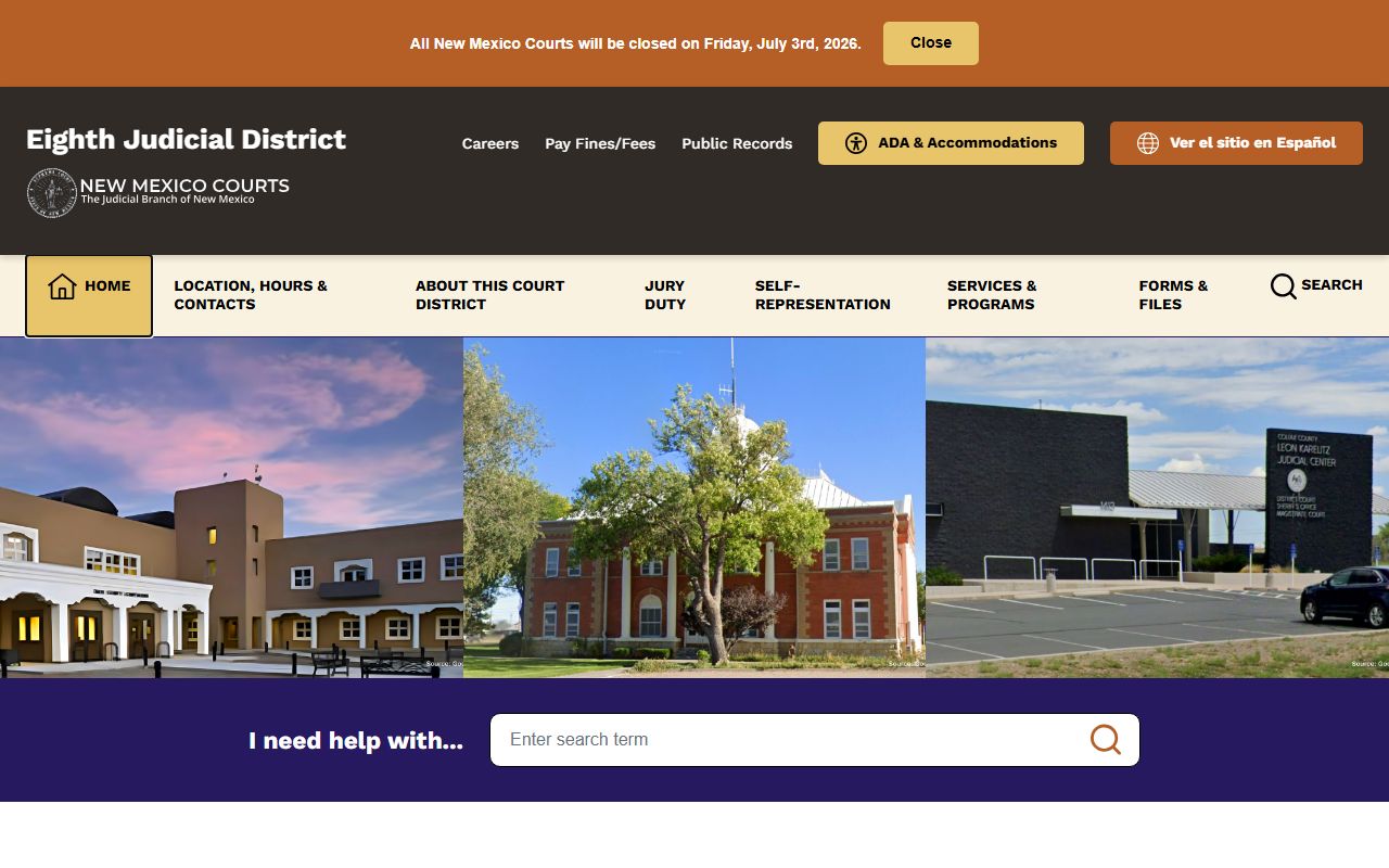 Eighth Judicial District Taos County court records after jail arrest